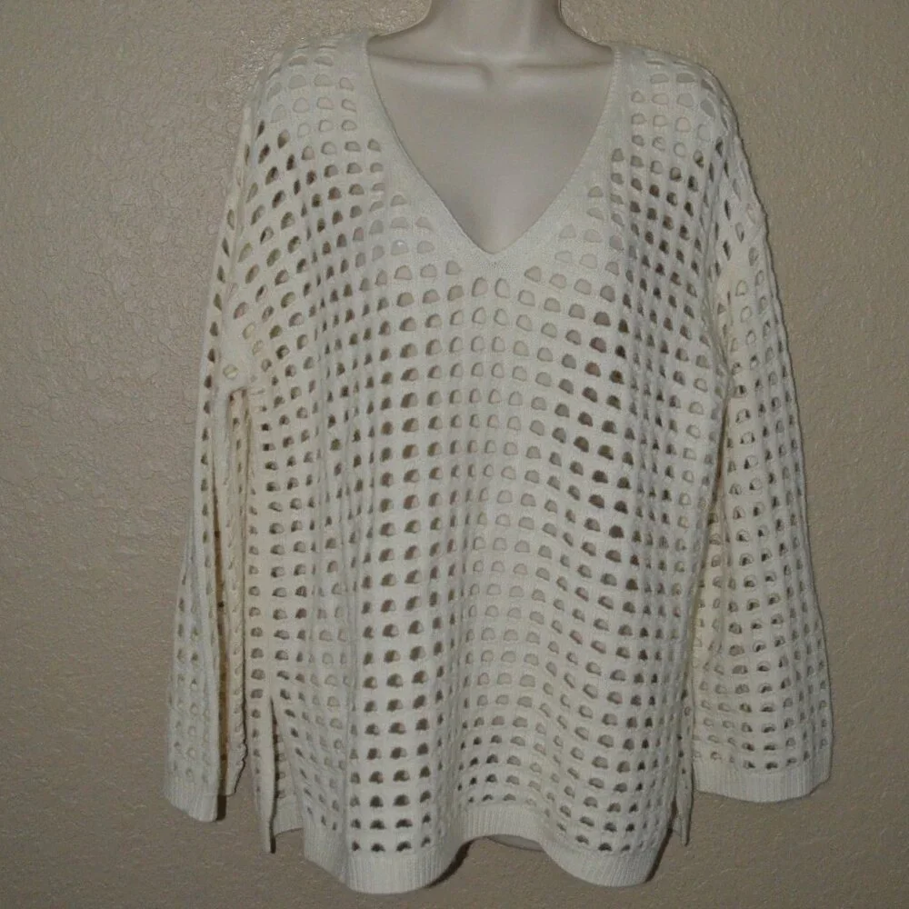 NWT $945 SABLYN Ivory Rumi Knit Cashmere V-Neck Long Sleeve Sweater